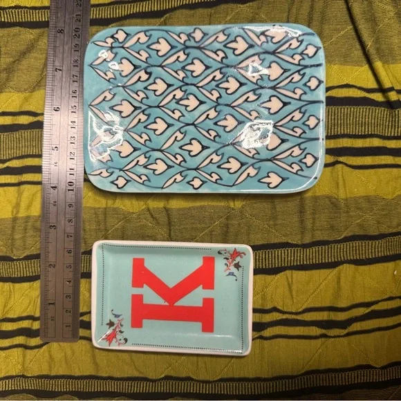 “K” & Floral Ceramic Trinket Tray Bundle - Picture 9 of 9